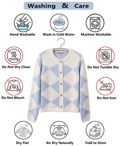 Cardigan en tricot à carreaux anti-plis pour <span class=keywords><strong>femme</strong></span>, col rond, boutonné, coupe ample, manches longues, style preppy pour le printemps et l'automne - Product Image 5