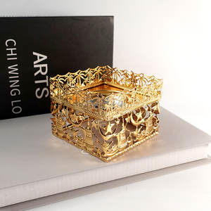 Nuovo Ramadan metallo quadrato arabico carbonella bruciatore di incenso adatto per il Festival Bakhoor Gold coperchio Muslim luna moschea bruciatore di incenso - Product Image 3