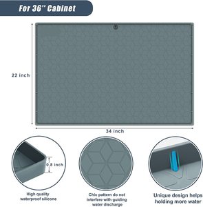 Tapete Impermeable para Debajo del Fregadero, 34x22 Pulgadas, Protector de Silicona Ecológico para Gabinetes de Cocina y Baño, Bandeja Recolectora de Gotas, Gris - Product Image 3