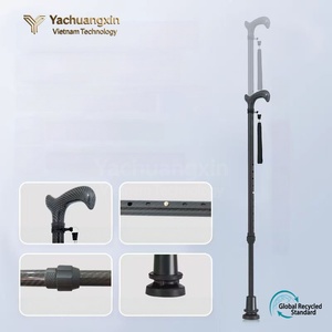 Bastón de fibra de carbono de alta gama para personas mayores con base antideslizante de cuatro patas, bastón telescópico para senderismo y trekking. - Product Image 5