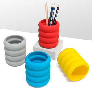 Vente en gros de porte-stylos en silicone, boîte de rangement pour stylos de bureau, organisateur de papeterie - Product Image 1