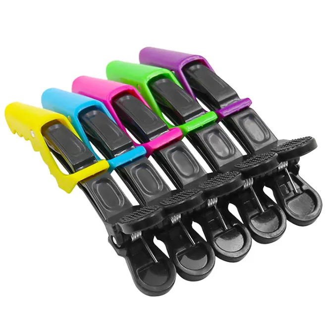 Pince pour coiffeur en plastique Durable, Clips colorés en forme de Crocodile, de canard, d'alligator, avec Logo personnalisé, pour Salon, 1 pièce