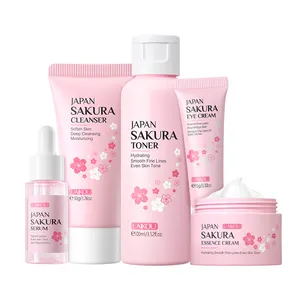 Prix usine Sakura cinq pièces coffret cadeau hydratant hydratant essence crème produit de soin de la peau ensemble prix d'usine