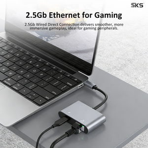 Adaptador Ethernet Tipo-C 2.5G RJ45 con Puerto de Carga PD para <span class=keywords><strong>Laptop</strong></span>, MacBook, iPad, Teléfono Android, Hub <span class=keywords><strong>USB</strong></span>-C Portátil de Alta Velocidad para Impresora - Product Image 4