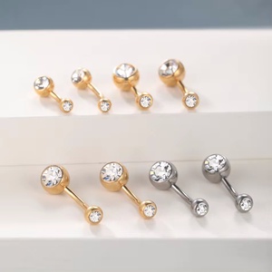 G23 anelli per ombelico in titanio Anelli per ombelico con bilanciere di cristallo gioielli per <span class=keywords><strong>Piercing</strong></span> alla <span class=keywords><strong>pancia</strong></span> per donne Sexy <span class=keywords><strong>Piercing</strong></span> all'ombelico 14G - Product Image 4