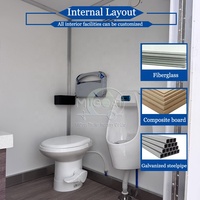 Promotion : Remorque WC mobile monoposte à essieu unique, toilettes portables avec urinoir et lavabo pour événements extérieurs et chantiers