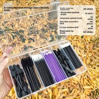 Kit d'outils de maquillage jetables six-en-un transfrontalier : pinceaux pour fard à paupières, lèvres, eye-liner, cils et bâtonnets de nettoyage