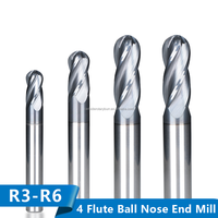 Fraise à balle en carbure à 4 cannelures de haute précision pour usinage de métaux, 45HRC, OEM/ODM, pour routeur CNC, fraisage en spirale haute performance