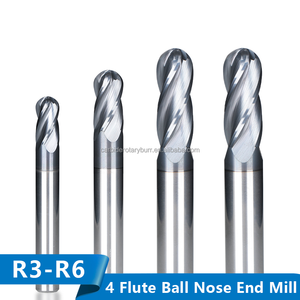 Fresadora de extremo de carburo de nariz, máquina fresadora de 4 bolas de flauta 45HRC R3 R4 R5 R6 <span class=keywords><strong>CNC</strong></span>, broca de fresado en espiral - Product Image 2