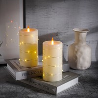 Bougies LED Pilier en Cire de Paraffine Rechargeables avec Télécommande, Finition Cire Simulée, pour Noël, Halloween, Nouvel An, Pâques, Décoration Maison
