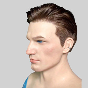 Masques masculins en silicone haute simulation avec cheveux, masque facial réaliste en silicone, masque d'Halloween, accessoires de cinéma pour acteurs - Product Image 5