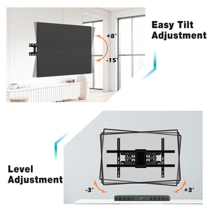 Support mural universel pour téléviseur et moniteur 800*400mm, articulation en acier inoxydable 85'', rotation universelle à 120° - Product Image 4