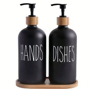 Soap Dispenser with Tray 2 Pack Hand and Dish Soap Bottle for <b>Bathroom</b> and Kitchen - Product Image 5