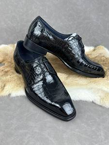 Zapatos de Vestir para Hombre 100% Piel de Cocodrilo – Cuero Charol Británico de Lujo Formal, Suela de Cuero, Zapatos Formales de Negocios para Boda - Product Image 3