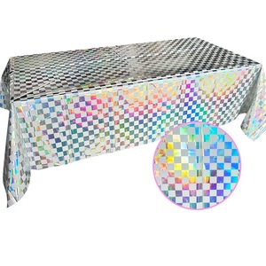 Manteles Desechables de Plástico Impermeables, Cubiertas de Mesa Láser para Eventos, Bodas, Discotecas, Cumpleaños, Fiestas, Decoración de Sirenas - Product Image 1