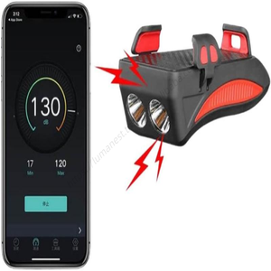 Phare avant LED rechargeable 2024 pour vélo, support de téléphone portable, klaxon de moto intelligent – Vente en gros d'accessoires - Product Image 3