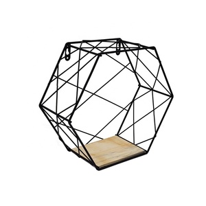 Mensola <span class=keywords><strong>in</strong></span> ferro esagonale a parete decorativa <span class=keywords><strong>in</strong></span> metallo galleggianti scaffali <span class=keywords><strong>in</strong></span> <span class=keywords><strong>legno</strong></span> con deposito per decorazioni da parete e oggetti da contenimento - Product Image 5