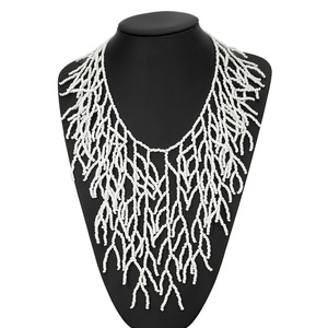Fashion desain karang pesta Bohemia buatan tangan putih kerah biji manik-manik manik-manik Bib kalung Chunky untuk wanita - Product Image 2