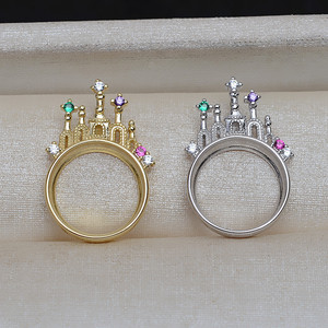 Pendentif Château en Argent S925 13,5 mm, Accessoires DIY en Marbre, Plateau Vide Semi-fini 4006, Pendentifs et Breloques en Perle - Product Image 4