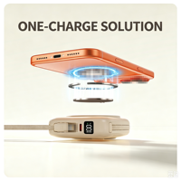 Batterie externe sans fil 10000mAh ultra-mince, mini, portable, charge rapide, entrée Type-C, batterie externe avec câble intégré, OEM, logo personnalisé