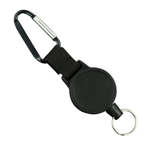 Cross-border steel wire rope carabiner, black, round, 4.2cm, easy-open, anti-theft, telescopic <b>clip</b>, can be made with epoxy - Product Image 3