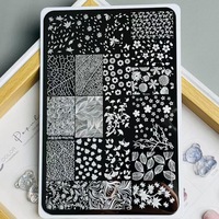 Plaque de transfert pour nail art, motif feuilles d'automne, tampon de transfert multifonctionnel pour motifs d'ongles