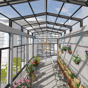 polígono techo de vidrio <span class=keywords><strong>sol</strong></span> habitaciones terraza casa prefabricada de extrusión de aluminio Gable terraza acristalada - Product Image 1