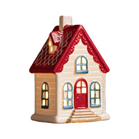 Lampe d'ambiance LED de Noël en céramique nordique style Instagram, petite maison, ornement de bureau, décoration moderne pour la maison, artisanat transfrontalier
