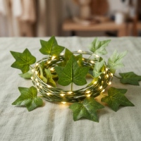 N-CONCEPT Guirlande lumineuse LED multi-styles en forme de feuilles, 1,8 m, alimentée par batterie, pour intérieur/extérieur, été, 2700K, blanc chaud doux, IP44