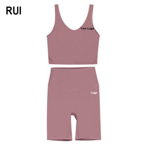 Ensemble de yoga RUIQUWIN personnalisé grande taille respirant et léger pour femmes, legging taille haute amincissant et soutien-gorge de sport rembourré, 2 pièces - Product Image 1