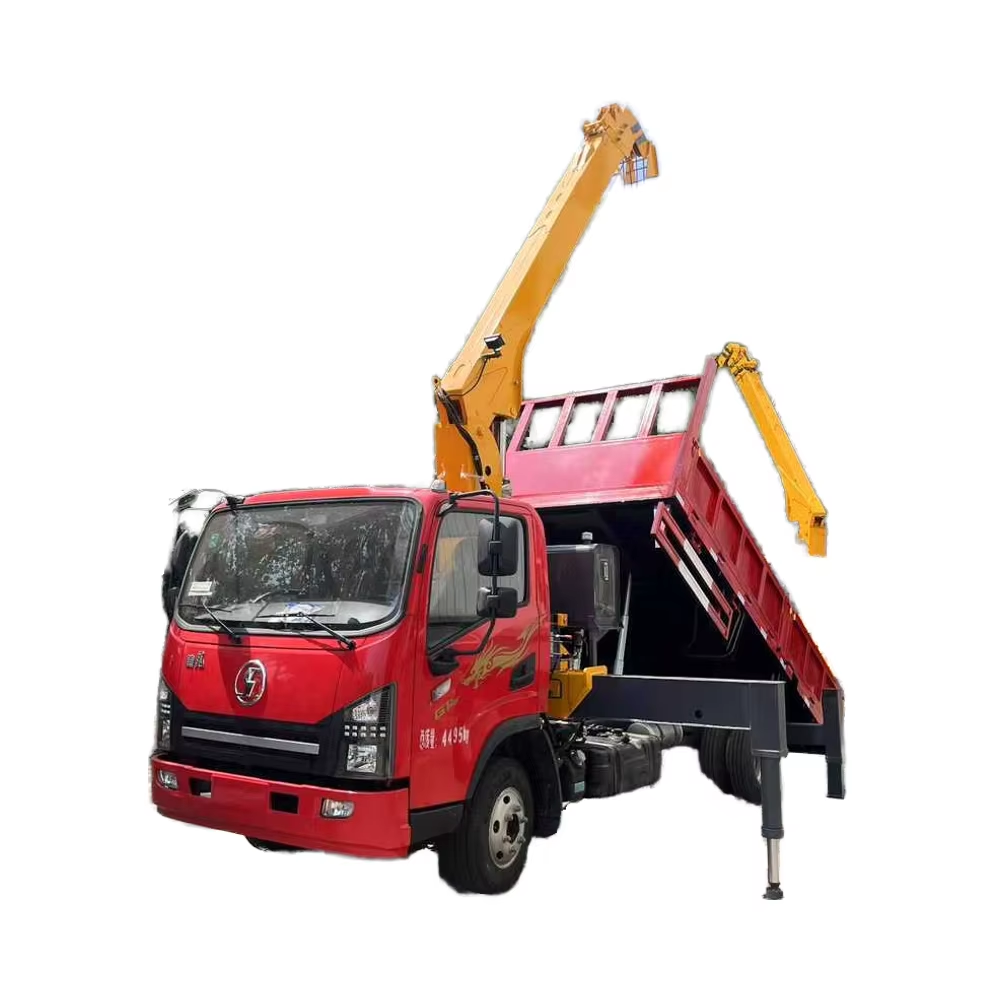 Shacman Truck Mounted Crane with Self-Dumping Function Telescopic Boom 5Ton Lorry Manipulator Straight Lifting Crane Machine