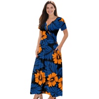Robes longues à manches courtes élégantes et décontractées, sur mesure, à motif floral, style hawaïen, vêtements pour femmes, robes pour occasions spéciales