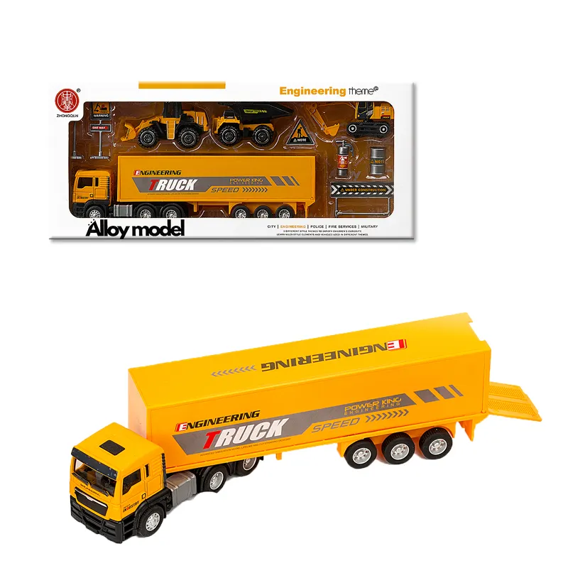 Đồ chơi trẻ em Die-cast xe tải kim loại xe đồ chơi kỹ thuật cảnh sát Xe tải mô hình Diecast container máy kéo Diecast