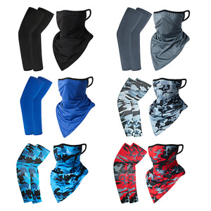 Triangle Scarf Sports Sun Protection Ice Silk Sleeve Set Cycling Outdoor Solid Color High Elastic Breathable - Product Image 3