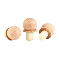 Bouchon en liège écologique en forme de T avec dessus en bois naturel pour bouteilles de vin et de spiritueux, avec logo et couleur personnalisés