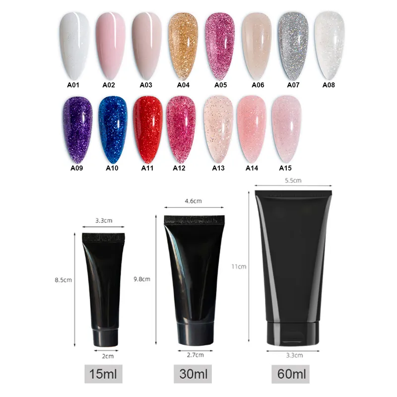 Esmalte em gel poli gel colorido, esmalte em gel uv rosa verde azul e preto, em massa, vermelho, rosa, preto