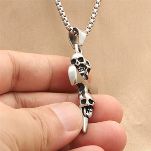 Stainless Steel Skull <b>Cross</b> Pendant Men's Punk Fashion Necklace Themed Charms Geometric Design 280466 - Product Image 3