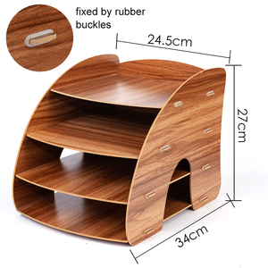 Organisateur de bureau en bois personnalisable Foska Premium, organisateur de documents de bureau en bois incurvé en forme d'éventail pour le bureau et l'école - Product Image 2