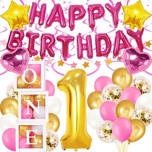 Guirlande de <span class=keywords><strong>ballons</strong></span> rose, <span class=keywords><strong>confettis</strong></span>, garçon et fille, 1er anniversaire, fête, boîte à <span class=keywords><strong>ballons</strong></span>, décor, 1 2 3 ans, ensemble de Baby Shower - Product Image 5