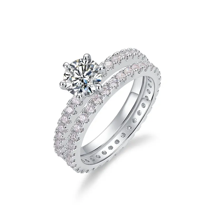 Moissanite Wedding Ring Set Six Prong Moissanite Diamond Engagement Ring For Women In Sterling 925 Silver Ring Set for Couple