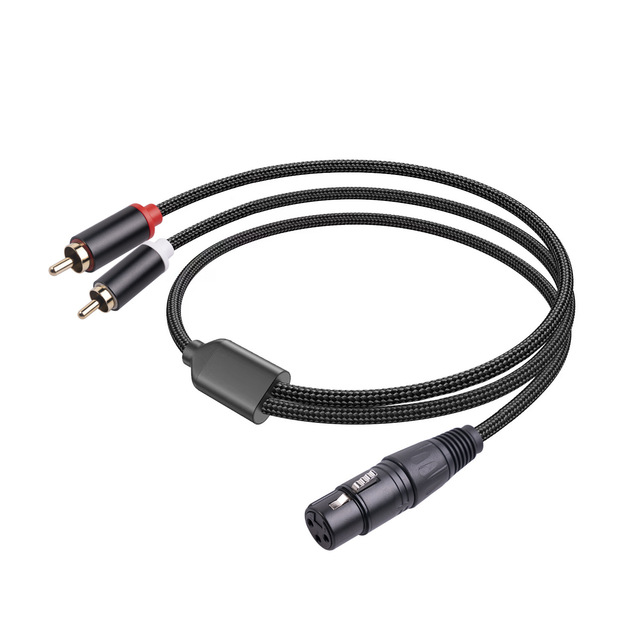 Cross-Border Y-Type XLR Female to Dual RCA Male Three-Core Bare Copper Audio Signal Cable Model RCA20-10