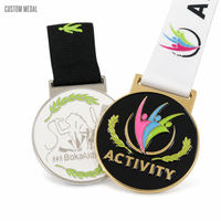 Médaille personnalisée en métal moulé sous pression, émail, récompense sportive, finition or poli, ruban tissé, alliage de zinc pour marathon et événements scolaires