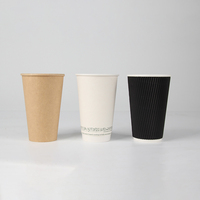 Offre Spéciale – Gobelets en Papier Biodégradables Blancs et Marron Personnalisables à Double Paroi pour Café à Emporter et Boissons Fraîches à Domicile