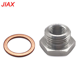 ตัวลดขนาดเกลียวสแตนเลส 303 ผลิตด้วยเครื่อง CNC จาก M18x1.5 เป็น M12x1.25 พร้อมแหวนซีลทองแดง สำหรับระบบของไหลในรถยนต์ - Product Image 3