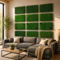 Panneau mural végétal artificiel mixte Milan Eucalyptus, décoration murale verte paysagère pour fond de stand de magasin de carreaux