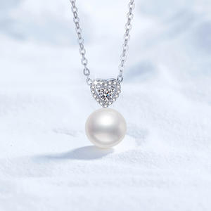 Lovely Heart <strong>Pendant</strong> Natura Freshwater <strong>Pearl</strong> Jewelry Modern Design VVS Moissanite Sterling Pure Silver S925 <strong>Necklace</strong> for Girls - Product Image 3
