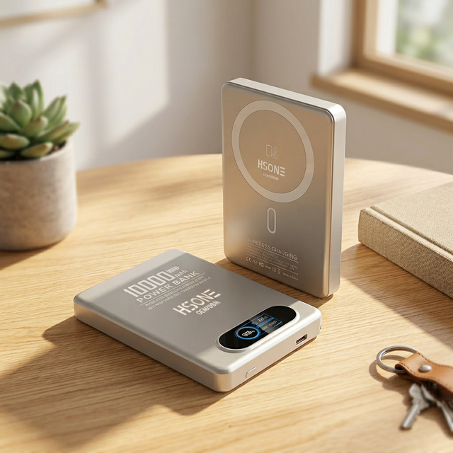 Gift Ready Free Laser Engraving Aluminum Alloy Magnetic Clip Wallet Power Bank 10000mAh 11.5mm Slim TFT Screen 15W Wireless 20W