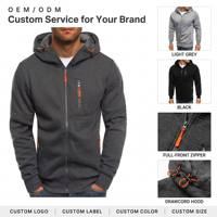 Sweat-shirt à capuche zippé pour homme, coupe-vent, décontracté, à manches longues, avec logo personnalisé sur le devant et poche, OEM ODM, hiver