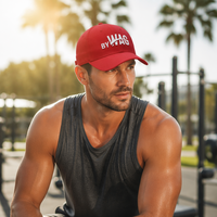 Gorra de Béisbol de Sarga Roja de Lujo con Logotipo Personalizado, 6 Paneles, Algodón, Letras Bordadas, Perfil Bajo, Unisex, Ajustable, Hebilla Plateada de Cobre