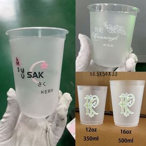 Vaso de Plástico Duro Esmerilado de 350 ml con Logotipo Personalizado, Vaso Desechable para Bebidas Frías y Calientes, Vaso Transparente de PP para Té de Burbujas con Tapa - Product Image 2